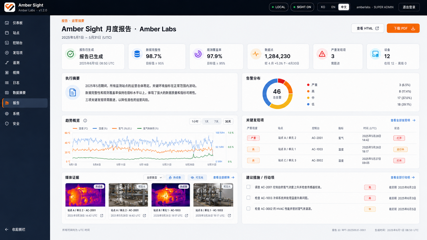 Amber Sight 中文运营报告与分析界面